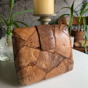 Vintage Reptile Skin Stitched Clutch Purse